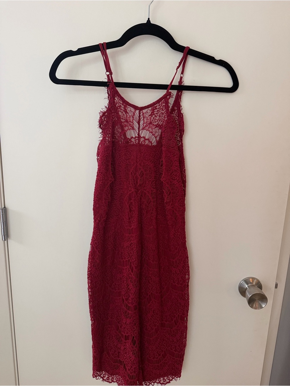 Free People Burgundy Lace Midi Slip Dress
